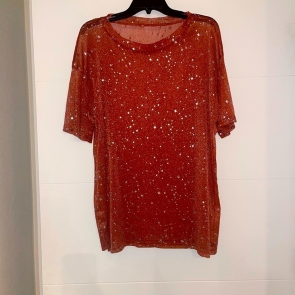 Sheer sparkle oversized top